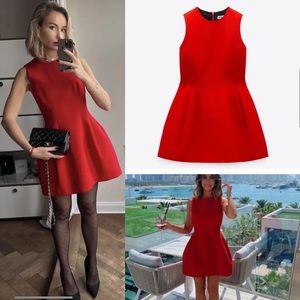 Zara red voluminous mini dress crepe material- Valentine’s Day dress